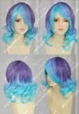 Peruca Violeta com Azul Curta Ondulada Vocaloid Fairy PCV32