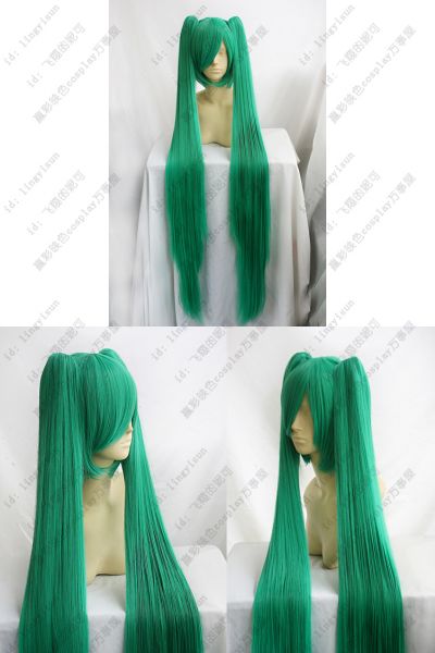 Peruca Verde Lisa Curta com Apliques Longos Miku PVE77