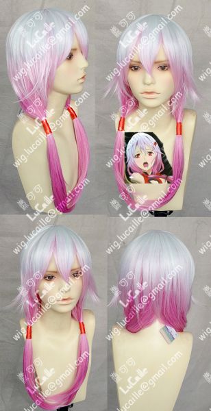 Peruca Branca com Rosa Guilty Crown Inori Yuzuriha PCV12