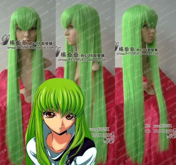 Peruca Verde Claro Grama Longa Lisa CC Code Geass 1M PVE55