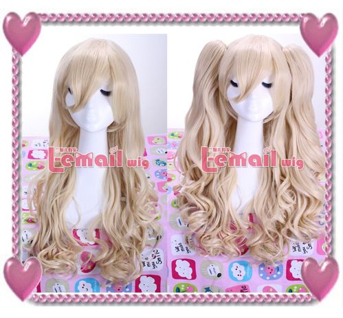 Peruca Loira Ondulada com Apliques 65CM Lolita Vocaloid PL12