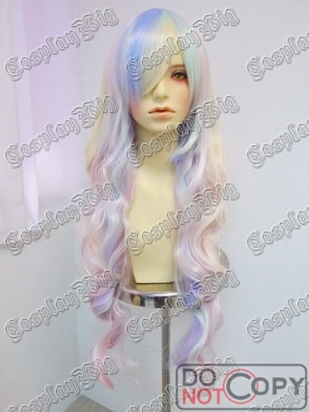 Peruca Multi Color Ondulada 85CM Lolita Fairy PCV26