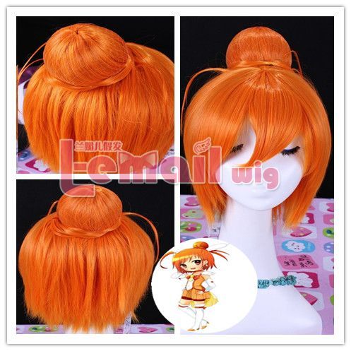 Peruca Laranja com Coque Pretty Cure Sunny Fire PLA10