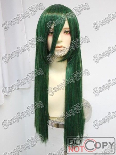 Peruca Verde Escuro Mix Fios Pretos Lisa Longa 80CM PVE68