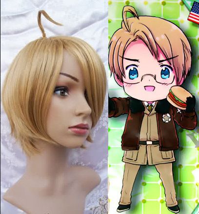 Peruca Loira Curta Lisa Hetalia USA PL197