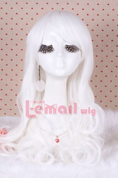 Peruca Branca Longa 65CM Ondulada Lolita PCB159