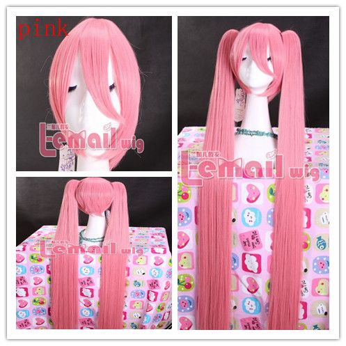 Peruca Rosa com Apliques 115-120CM Miku Vocaloid PR07