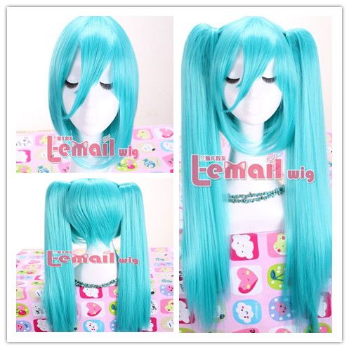 Peruca Azul com Apliques 70CM Hatsune Miku Vocaloid PA04