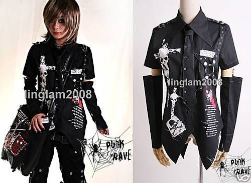 Camisa Visual Kei com gravata e luvas Vários Tamanhos VK01