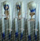 Peruca c/ Apliques Branca com Mechas Azuis Miku Snow PCV45