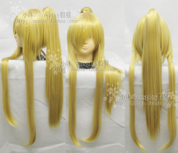 Peruca Loira Longa Lisa com Aplique Winry FMA Lolita PL142